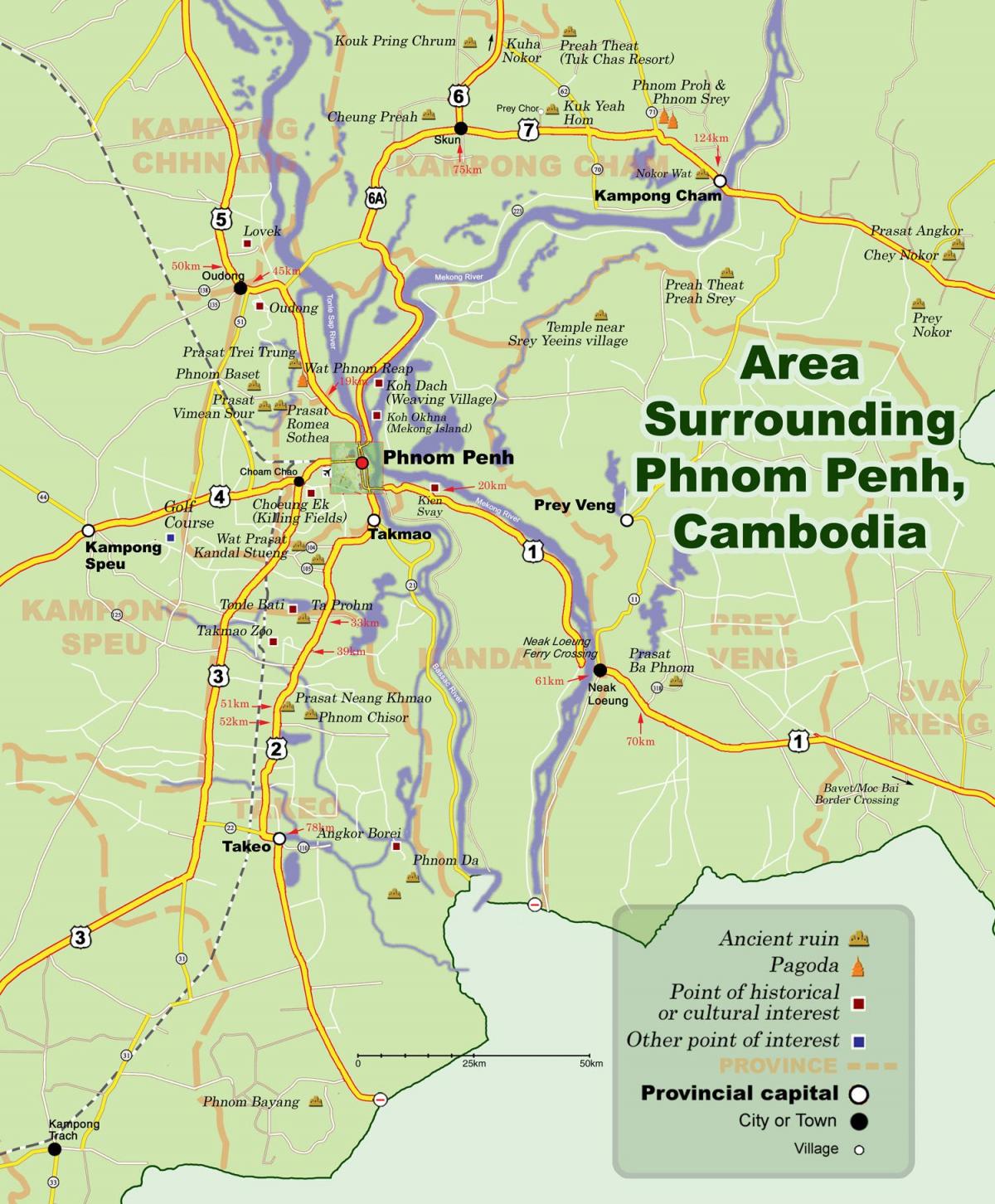Karte pnompeņas Kambodža