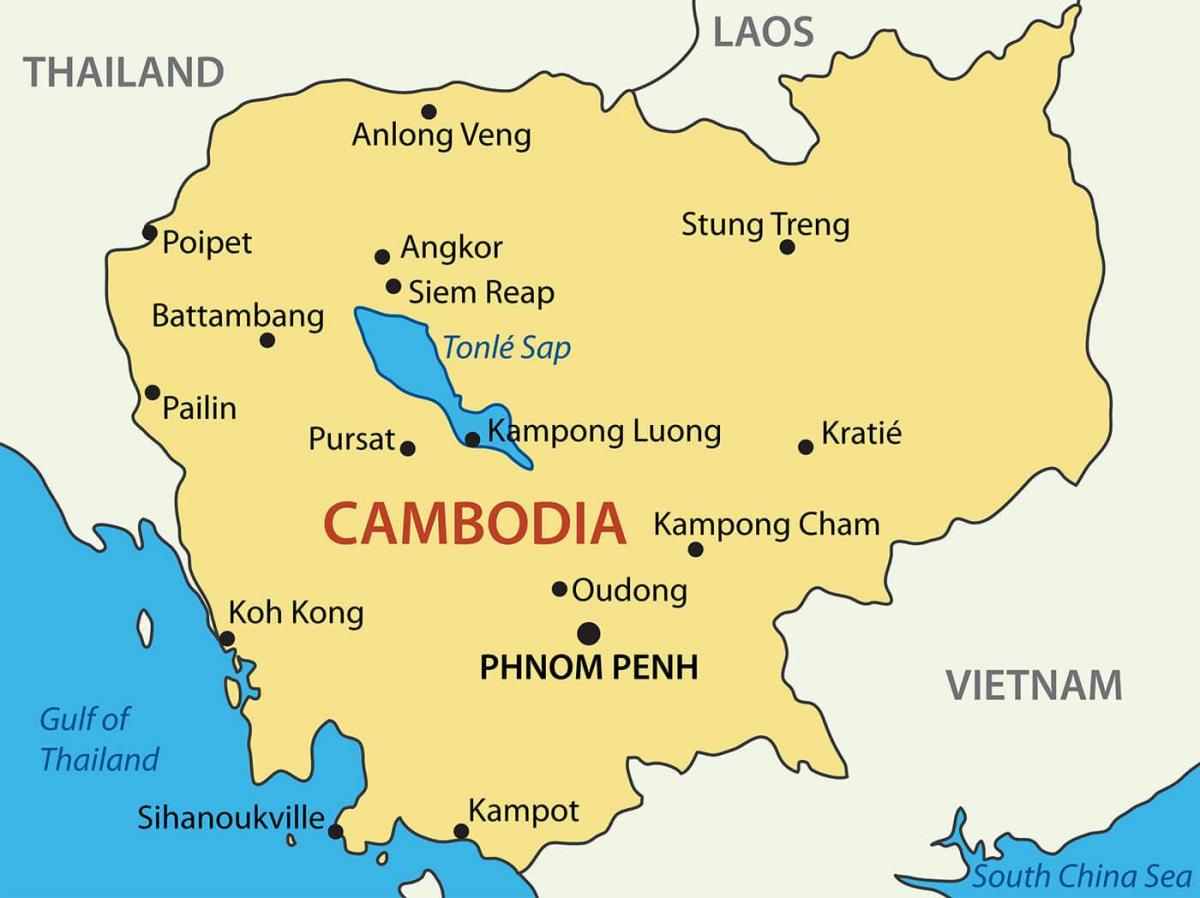 Kambodžas pilsētu karte