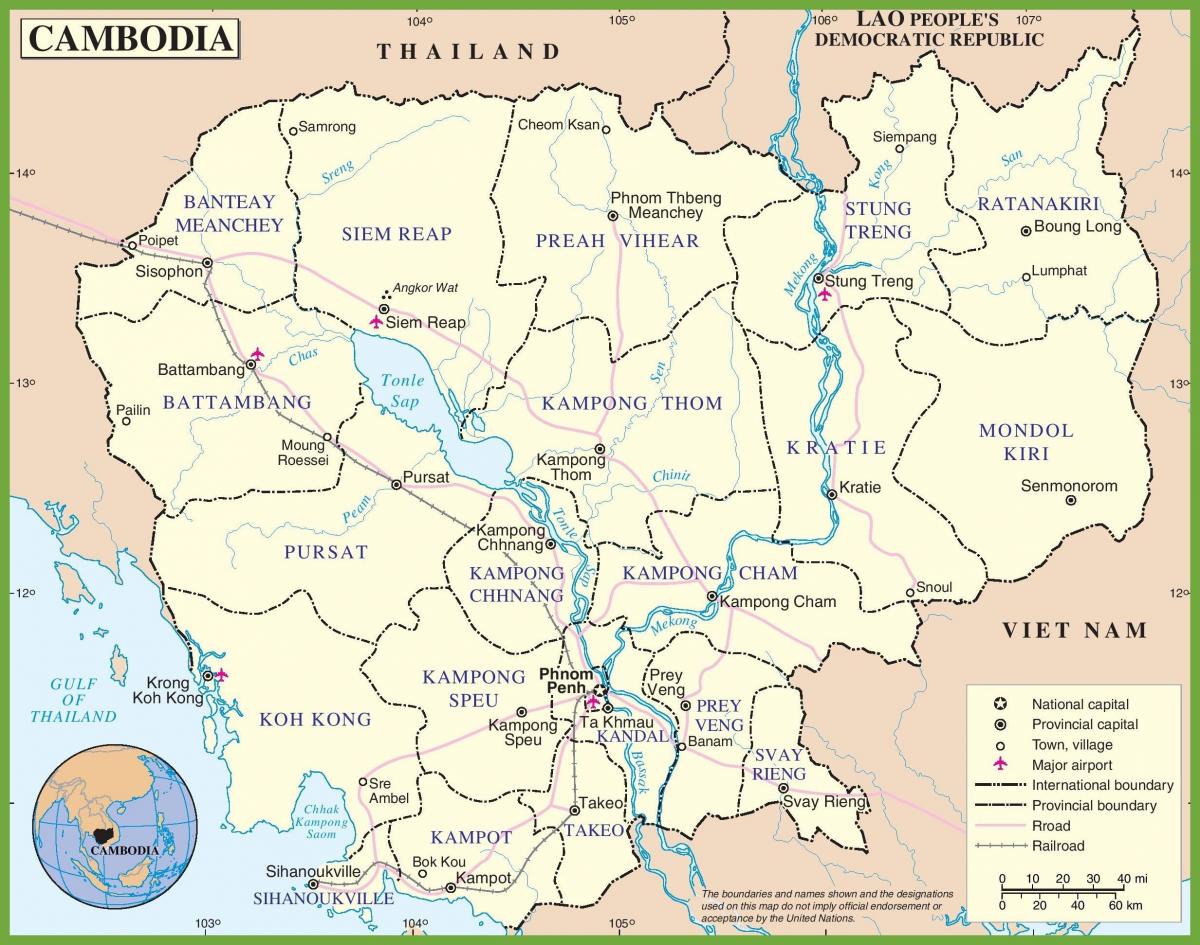 Karte politisko Kambodža
